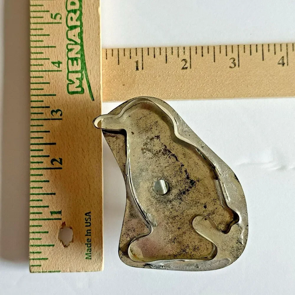 Antique Flat Back Tin Cookie Cutter Biscuit Cat Penguin Primitive Lot of 3